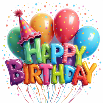 colorful happy birthday hat and balloons colorful happy party png, Colorful, Happy, Party PNG Image and Clipart