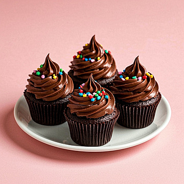 Decadent Delight A Trio of Chocolate Cupcakes with Vibrant Sprinkles