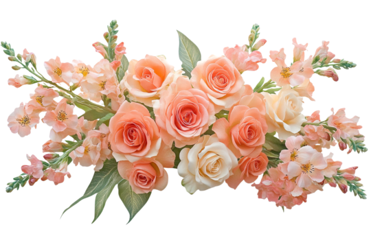 elegant peach roses and white flowers floral arrangement peach roses floral arrangement romantic flowers png, Peach Roses, Floral Arrangement, Romantic Flowers PNG Image and Clipart