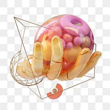 gesture yellow gradient abstract 3d stereo, Hand, Yellow stereo 3d transparent png