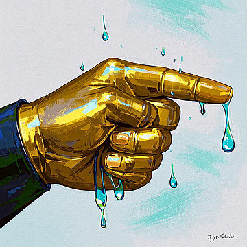 Golden Gesture Realistic Pointing Finger Animation on White Background