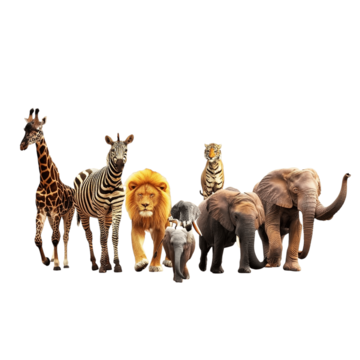happy animals walking on the road elephant squirrel giraffe png, Elephant, Squirrel, Giraffe PNG Image and Clipart