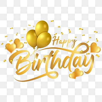 happy birthday golden balloon heart confetti illustration happy birthday golden text effect png, Happy Birthday, Golden happy birthday balloons vector png images