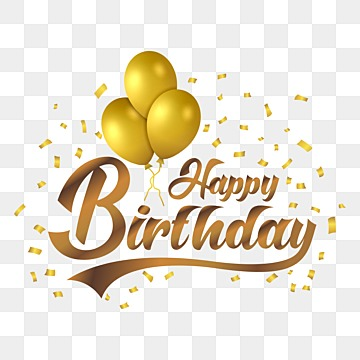 happy birthday golden typography text with balloons, Happy Birthday, Typography, Happy Birthday Png PNG and Vector