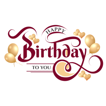 happy birthday typography with maroon lettering and golden balloons heart happy birthday happy birthday typography happy birthday golden png, Happy Birthday, Happy Birthday Typography happy birthday typography vector hd png images