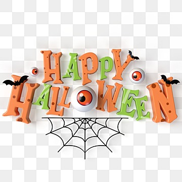 happy halloween trick or treat lettering design on transparent background 3d illustrations PNG