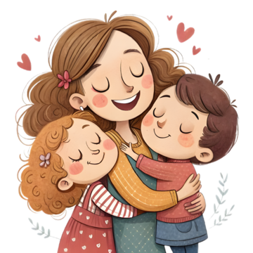 happy mothers day clipart of a mother and kids embracing each others, Happy Mother S Day Clipart, Happy Mother S Day, Mother And Child Hug PNG Image and Clipart