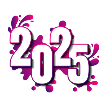 happy new year 2025 text design vector PNG