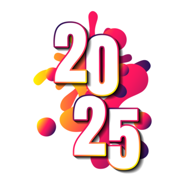 happy new year 2025 with vibrant splash vector PNG