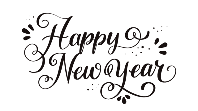 happy new year black font, Ear Drawing, New Year Drawing, New Year PNG and PSD
