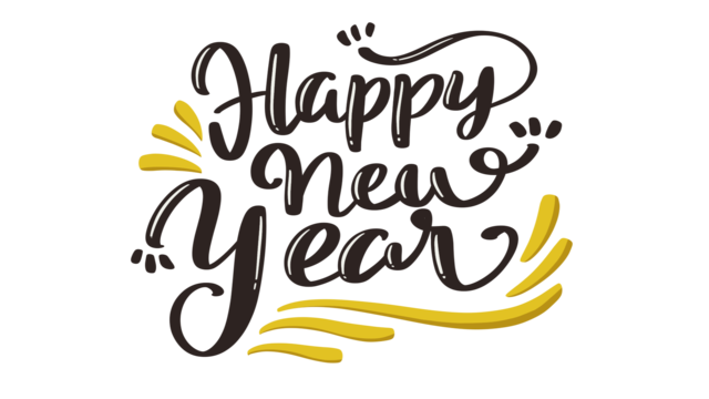 happy new year creative black font, New Year, Happy, Happy New Year PNG and PSD