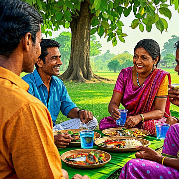 Joyful New Year Picnic Under the Banyan Tree A Vibrant Celebration of Tradition and Togetherness