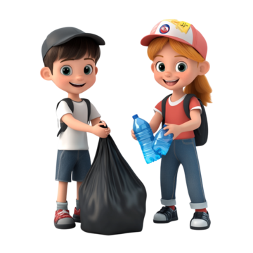 kids cleaning up and recycling together, Clean-up, Plastic Bottles, Environmental Awareness PNG Image and Clipart