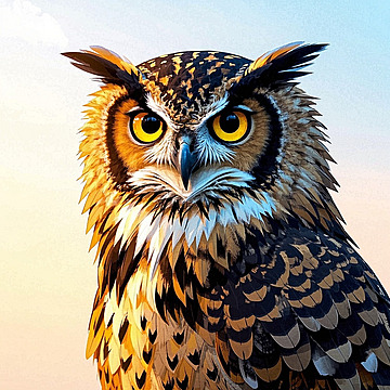Majestic Majesty A Vibrant Cartoon Portrait of the Eurasian EagleOwl
