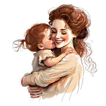 mother and daughter romantic warm mothers day festival pattern cartoon illustration, Mother Clipart, Cartoon Clipart, Festival Clipart PNG and PSD
