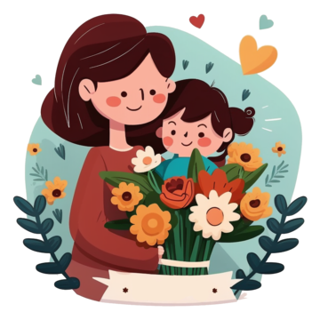 mothers day cute mother and child flower pattern, Mother S Day, Pattern, Mother And Son PNG Image and Clipart