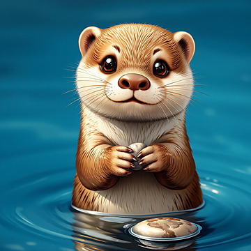 Playful Otter Delight A Realistic Portrait in Tranquil Waters