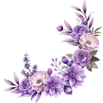 purple flower and leaves frame template illustration flower nature garden png, Flower, Nature, Garden PNG Image and Clipart
