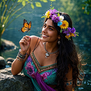 Radiant Bohemian Beauty A Dreamy Solo Portrait