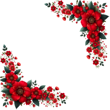red flowers two corner side frame red flowers two corner side flowers flower border png, Red Flowers Two Corner Side, Flowers Flower, Border PNG Image and Clipart