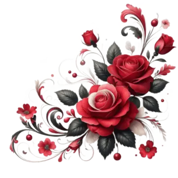 red rose border corne 3d rose swerly corner flower design png, 3d Rose, Swerly, Corner Flower Design PNG Image and Clipart