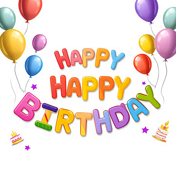 Vibrant Birthday Celebration Banner Joyful Happy Birthday Design with Balloons and Cake