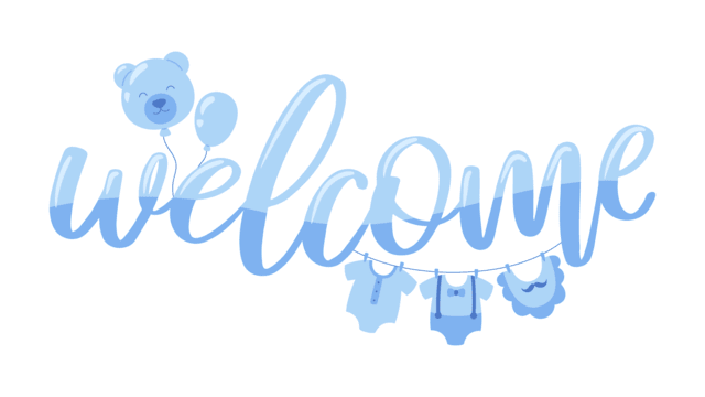 welcome baby boy type element PNG