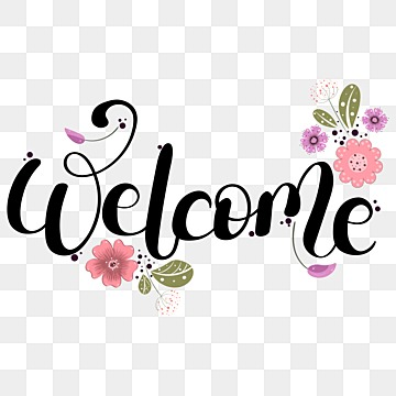 welcome hand draw text lettering with flowers and leaves, Welcome, Welcome Clipart, Welcome Back PNG and Vector