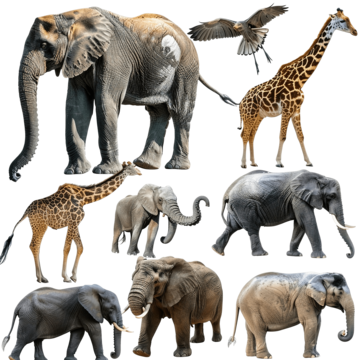 wild african animals set hyena buffalo walking png, Hyena, Buffalo, Walking PNG Image and Clipart
